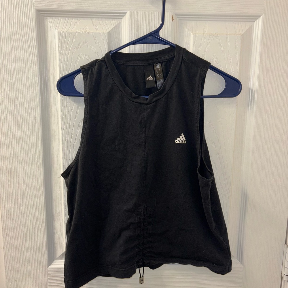 Size M Adidas Black Tank Top With Drawstring—Like New